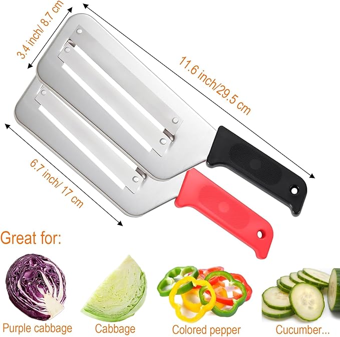 2026 New Cabbage Shredder for Coleslaw, Stainless Steel Shredder Knife, Stainless Steel Dual Blade Julienne Cutter, Kitchen Multifunctional Vegetable Cutter Slicer (1PCS)