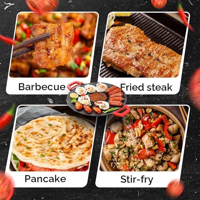 Non-Stick Electric Indoor Grill Pan, 11-15.74in Electric Griddle Nonstick, Multi-functional Korean Electric Indoor Grill, Smokeless Portable Electric Gril (40cm/16in)