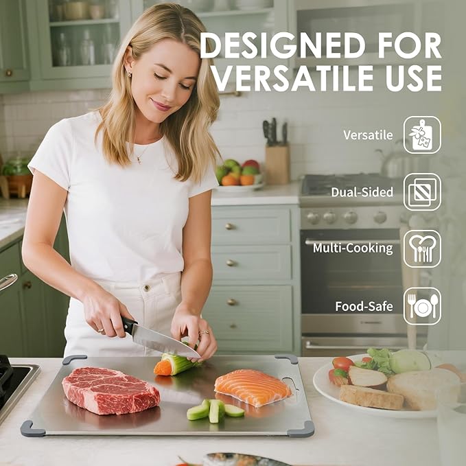 Premium Pure Cut Titanium Cutting Board – Dual‑Sided, Non‑Toxic, Non‑Slip & Dishwasher Safe – Ideal Titanium Cutting Boards for Kitchen