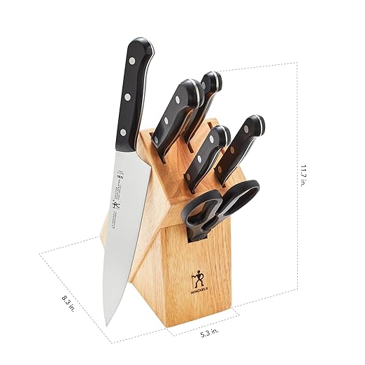 HENCKELS Solution Razor-Sharp 7-pc Knife Set, Chef Knife, Bread Knife,German Engineered Informed by 100+ Years of Mastery, Brown