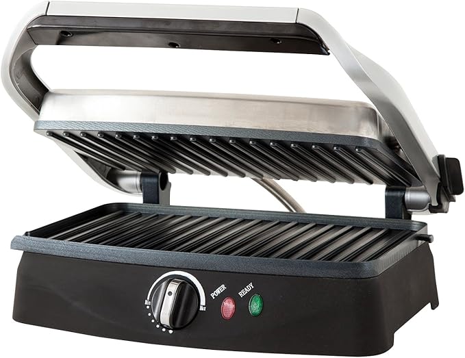Chefman RJ02-V2 Contact Grill and Panini Press, Silver