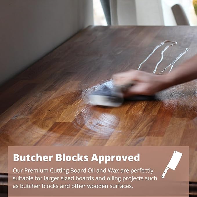 Specialist Cutting Board Finishing Kit by the Block & Board Company | Food Grade Finishing Oil & Wax | Seals & Protects Wood, Butcher Block, Countertop & Utensils | 2 Piece Set