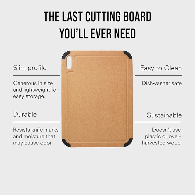 Public Goods Wood Cutting Board | Large Cutting Board for Kitchen | Made From Wood Fiber and Paper Composite | Non-Slip Silicone Corners | Dishwasher Safe, Durable, and Knife-Friendly | 17.3" x 12.8"