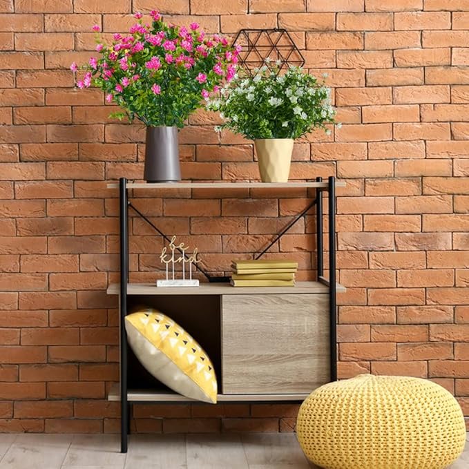 6PCS Artificial Eucalyptus Plants,Fake Boxwood Shrubs UV Resistant No Fade Faux Plastic Greenery for Wedding Bridal Bouquet Indoor Outdoor Home Garden Kitchen Office Table Vase(Pink)