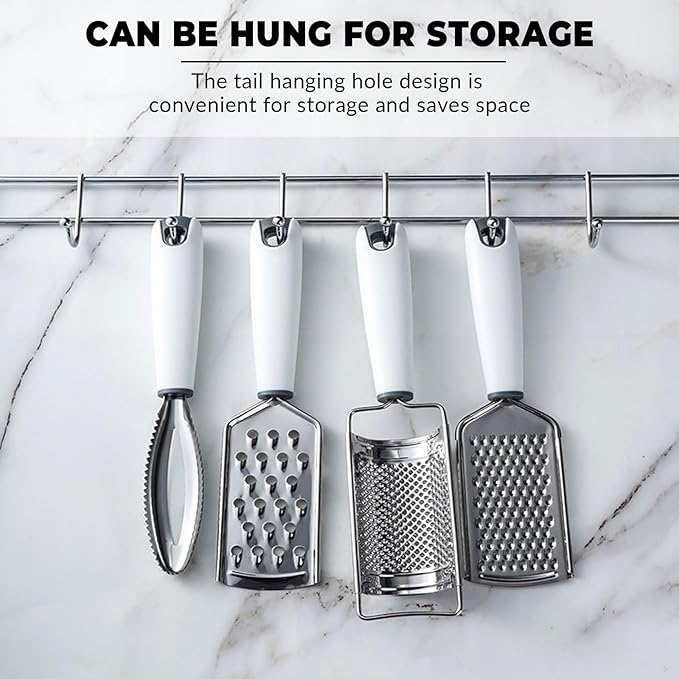 4 PCS Cheese Grater Set-Kitchen Professional Stainless Steel Handheld Zester,Cheese Graders for kitchen,Zester Grater with Handle,graters, peelers & slicers for Food