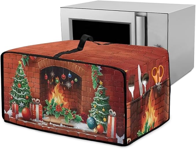 Doojoayie Christmas Toaster Oven Cover 4 Slice Kitchen Small Appliance Covers Dust Protector 18.5"x14.5"x 9" Compatible with Toaster/Bread Machine