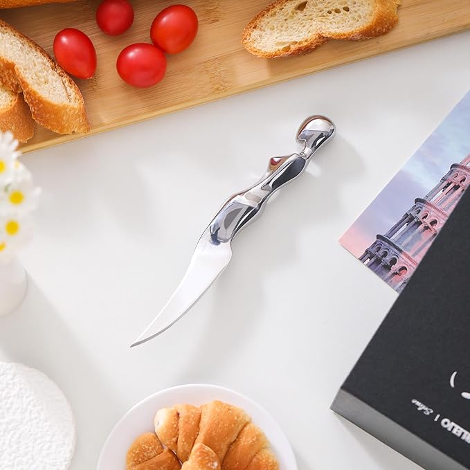 Artisan Sharp Paring Knife Set with Sculptural Base - Stainless Steel Forged Kitchen Knife with Ergonomic Handle, Home Kitchen Knife, Cheese Knife, Cookware Kitchen Tool, Kitchen Utensils