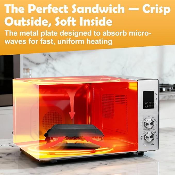 Microwave Sandwich Maker, Microwave Toaster with Adjustable Silicone Strap, Removable Non-Stick Microwave Grilled Cheese Maker, Microwave Grill Crispy, Melted in Minutes for Travel, Office, Dorm, Home