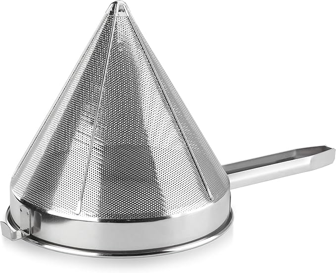Soro Essentials- 12" Stainless Steel China Cap Strainer Fine Mesh- Cone Shaped Strainers Food Strainer Juice Strainers Kitchen Tools Food for Straining Seeds Beans Sauces Home Kitchen