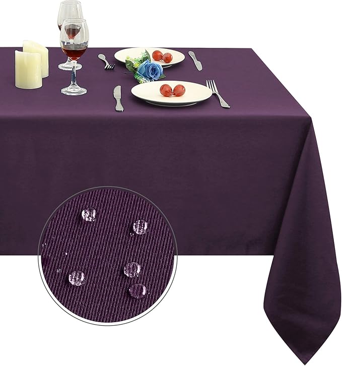 Obstal 210GSM Rectangle Table Cloth - Heavy Duty Water Resistance Microfiber Tablecloth, Decorative Fabric Table Cover for Outdoor and Indoor Use (Purple, 60 x 84 Inch)