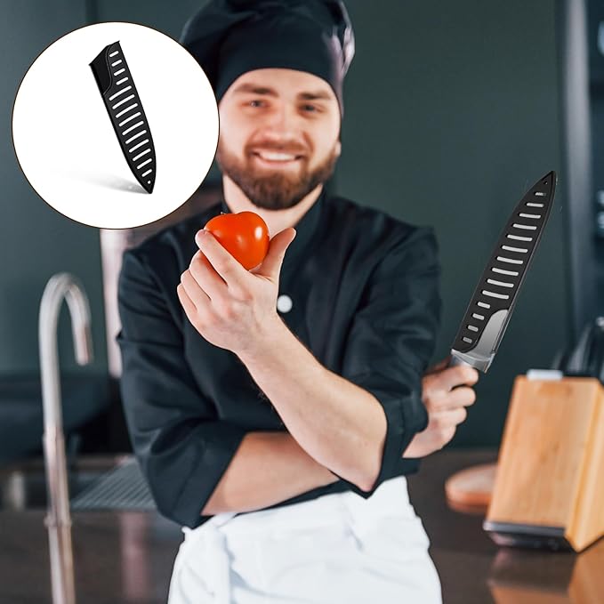 Knife Protector Sleeve 8 inch Plastic Safety Sheaths Black Kitchen Knife Protector Sleeve Safety Knives Covers Practical Protectors for Kitchen Knives