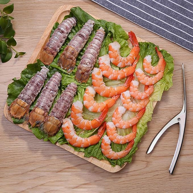 ELEDUCTMON Shrimp Deveiner Tool with Ergonomic Handle - 2-in-1 Prawn Cleaner & Seafood Peeler Knife for Kitchen, Restaurants, BBQ - Dishwasher Safe Shellfish Cleaning Tool