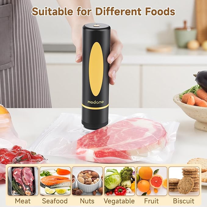 Vacuum Sealer, Food Saver Vacuum Sealer Machine, Compact Handheld Vacuum Sealers with 30 Reusable Vacuum Seal Bags for Freshness Preservation Food Storage