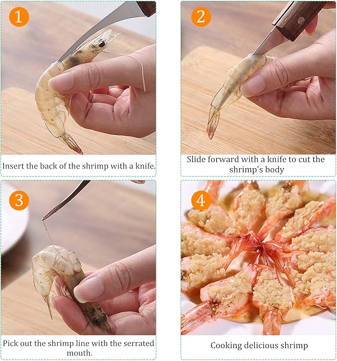 2 Sets Shrimp Deveiner Tool Stainless Steel Shrimp Peeler Portable Shrimp Cleaner Knife Prawn Shell Peeler for Kitchen Shrimp Peeling Tools