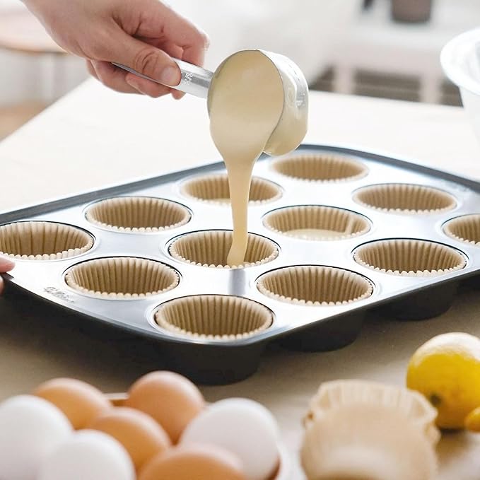 Lainballow 6 pcs 1/3 Cup Measuring Cup, Stainless Steel Measuring Cups, 80 ml | 80 cc | 3 oz | Engraved Marking Single Measuring Scoops, Metal Measuring Cup for Kitchen Baking & Cooking