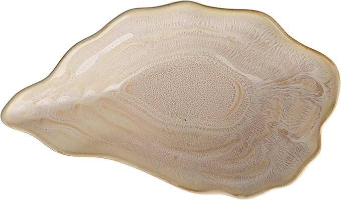 Creative Co-Op Oyster Shaped Stoneware Bowl, Cream