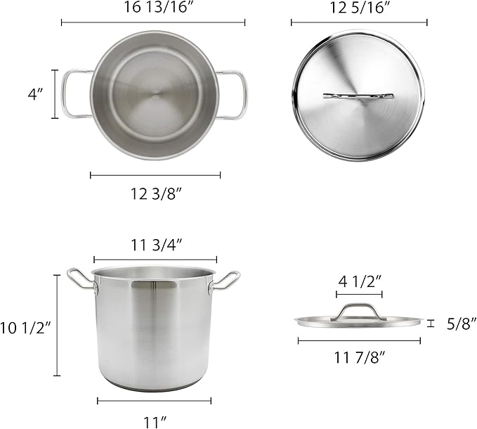 Thundergroup stainless steel stockpot with lid 20quarts NSF certified