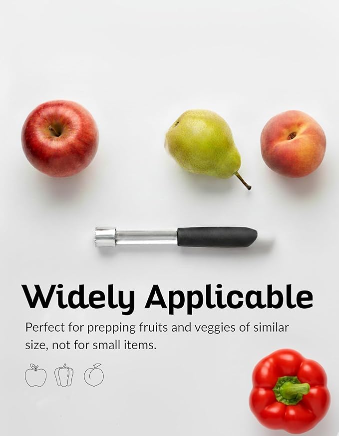 Premium Apple Corer Tool 4 Pack – Boxiki Kitchen Stainless Steel Apple Core Remover, Fruit Corer for Pears, Cucumbers, Cupcakes & More – Dishwasher Safe