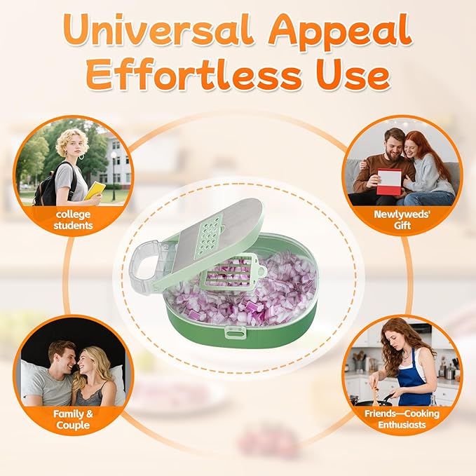 Vegetable Slicer and Chopper with Large Container Multifunction Mandoline Slicer Cutter with 10 Blades Food Chopper for Onion Potato Cucumber Carrot