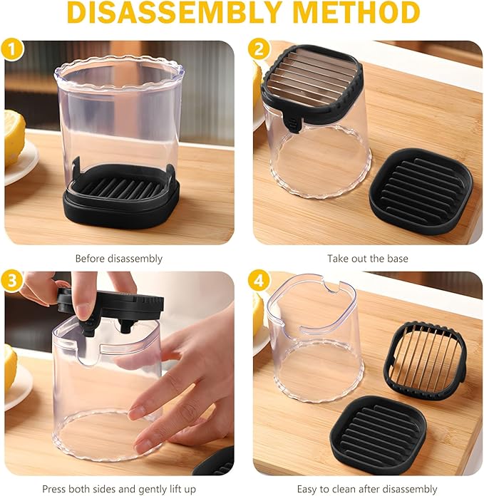 Fruit Slicer Cup-Detachable Fruit Cutter Slicer Stainless Steel Speed Egg Slicers Strawberry Slicer Cutter for Vegetable Cutting Kitchen Gadget (Black)