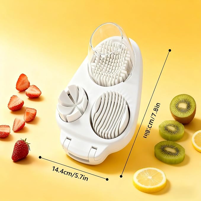 3-In-1 Egg Cutter, Stainless Steel Dicer, Strawberry Slicer, Kitchen Chopping Tool With Three Cutting Modes Suitable For Strawberries, Apples, Bananas, Cherries, Tomatoes, And More.