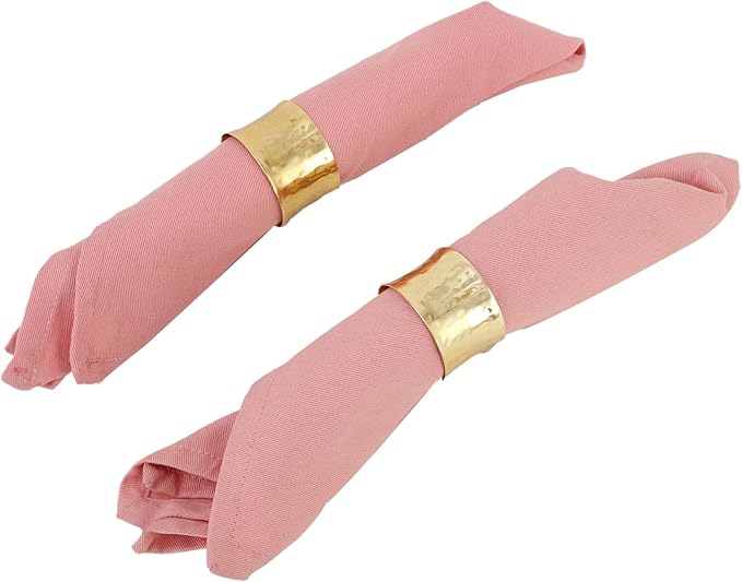 Handmade Round Hammered Golden Napkin Rings Holder for Dinning Table Parties Everyday, Set of 6