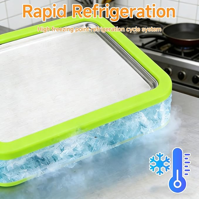 2026 Rolled Ice Cream Maker - 3-Minute Portable Ice Cream Machine with Stainless Steel Freeze Tray & 2 Scrapers, No Electricity Needed, Perfect for Family and Party Desserts (Green)