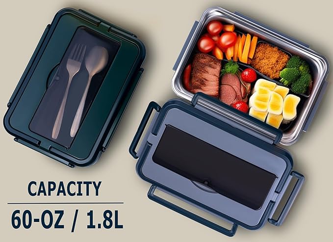 Electric Lunch Box with Insulated Lunch Bag, 60oz Heated Lunch Box for Adults Men,80W Portable Food Warmer Heatable Lunchbox for Car Truck Work, 12v/24v/110v Self Heating Lunch Boxes