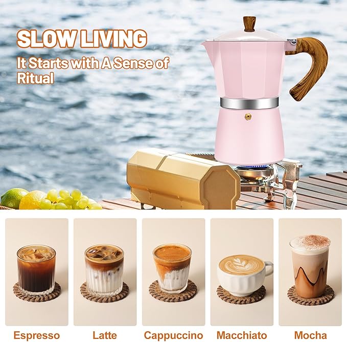 DITOSH 3 Cup Aluminum Espresso Stovetop Moka Pot Express Coffee Maker Percolator Italian Classic Mocha Coffee Machine for Italian and Cuban Cafe Brewing for Home & Camping 150ml 5oz