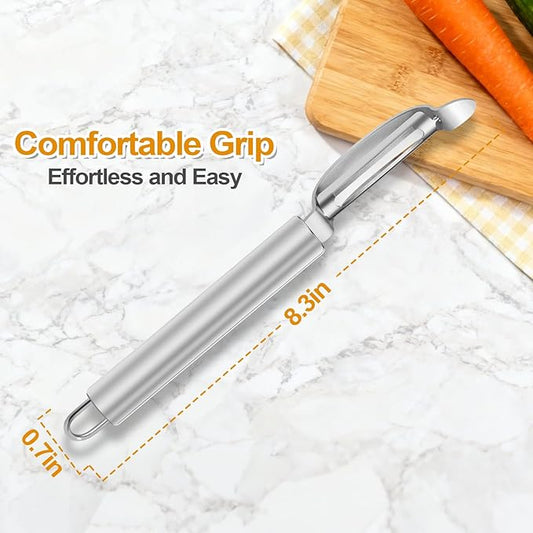 Stainless Steel Peeler with Swiveling Double Blade, Upgrade Fruit Vegetable Peeler with Ergonomic Handle, Lengthened Potato Peeler Tool for Kitchen, 8.3 Inchs 2PCS