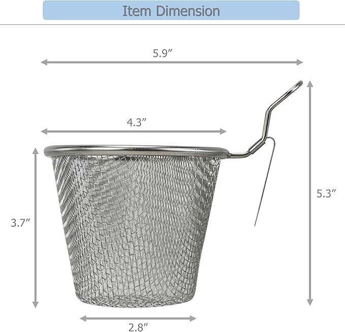 EIKS 2 Pack Stainless Steel Mesh Basket Strainer for Hotpot Rinsing Straining Cooking, Serving as Home Kitchen Food Strainer
