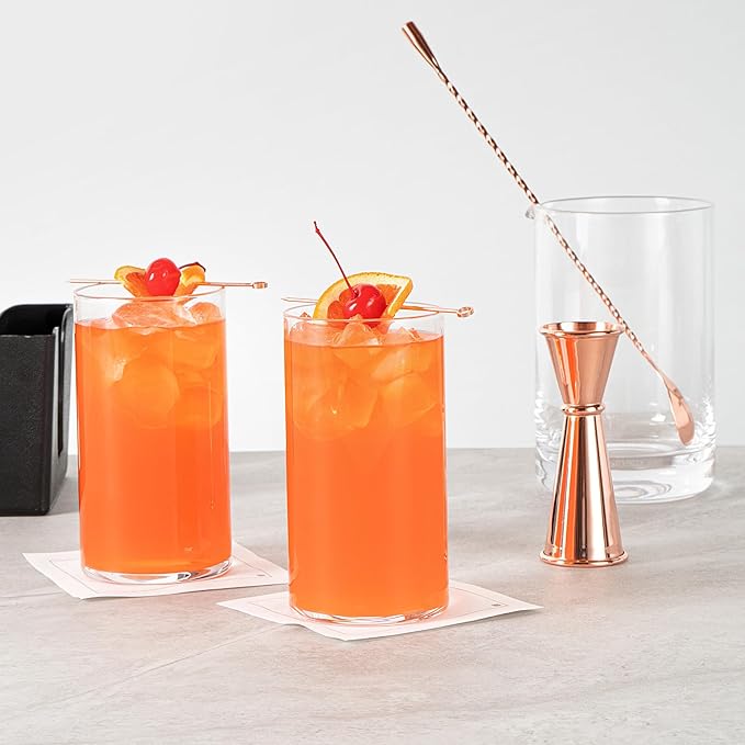 Restaurantware-Vetri 16 Ounce Tall Drinking Glasses, 24 Dishwashable Beverage Glasses - No-Lead, Elegant, Clear Glass Tumblers, Ideal For Water, Juice Beer, Cocktails, Liquor, Iced Tea, And More