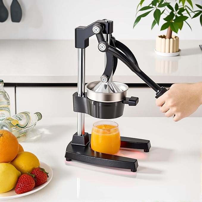 Manual Cast Iron Citrus Juicer,Commercial Hand Press Squeezer,Heavy Duty Countertop Squeezer for Fresh Orange Lemon Juice with Stainless Steel Cup