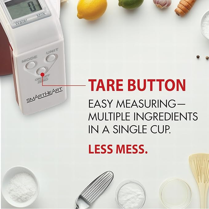 SmartHeart Digital Kitchen Measuring Cup Scale | Accurate Measurements with Cup Or Scale Platform | Unit Conversion Grams, Lbs/Oz, Fluid Oz, Cups