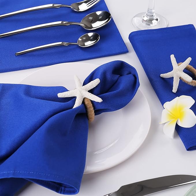 Napkin Rings Set of 6,White Sea Star Napkin Holders for Crafts,Starfish Serviette for Tables,Summer,Wedding, Birthday, Banquet, Thanksgiving Day, Christmas