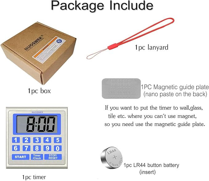 Digital Timer Waterproof Shower Timer Shower Clock Direct Digit Entry Bathroom Kitchen Timer with Strong Magnet and Large LCD Display (Waterproof 13 Key)