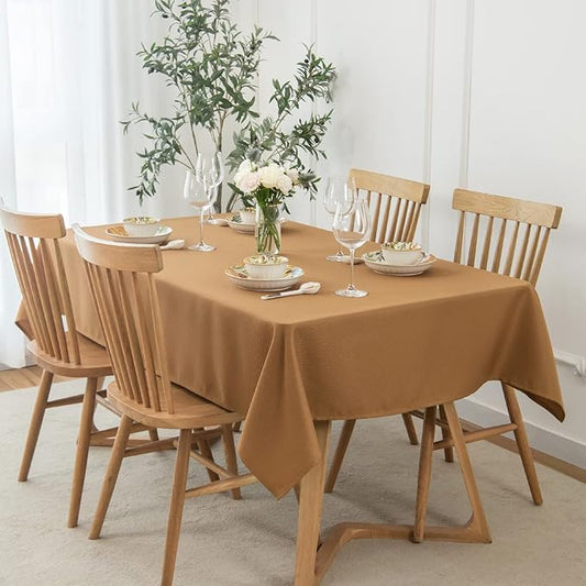 maxmill Fall Tablecloth Stain Resistant Waterproof Wrinkle Resistant Spillproof Washable Soft Textured Table Cloth for Dining Room Harvest Thanksgiving Parties, Rectangle 60 x 140 Inch, Amber Bronze