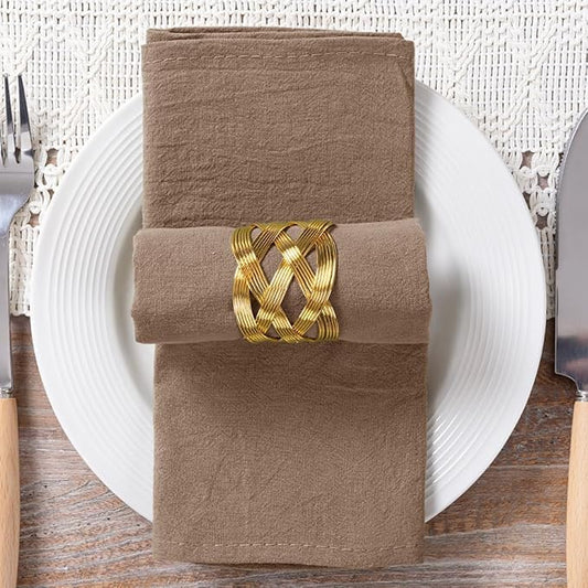 MLMC 8 Pack Nude Cloth Napkins Rustic Washable Cotton Linen Napkins Set of 8 17"x17" Reusable Brown Dinner Napkins Cloth for Wedding Party Reception Gathering Table Decorations