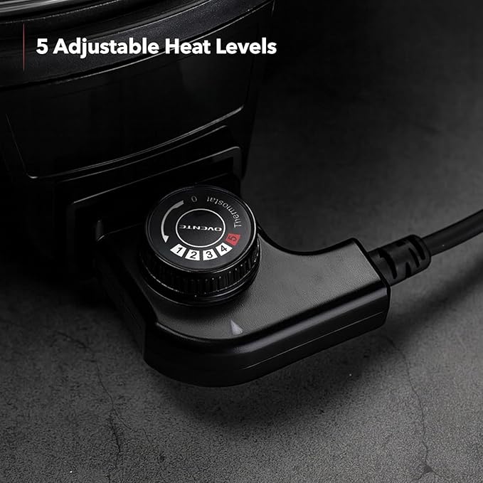 OVENTE Electric Hot Pot and Grill Combo, 2-in-1 Portable Countertop Cooker with Temperature Control Perfect for Korean BBQ, Shabu Shabu and Soup with Free Strainer, Chopsticks and Tong, Black GH10133B