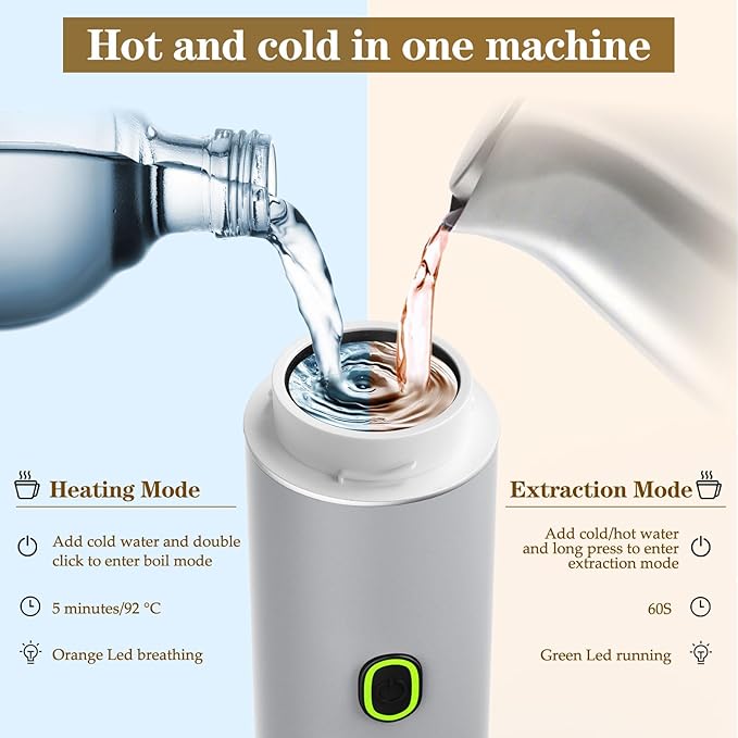 Lmozim Portable Coffee Maker, Espresso Machine for camping, Travel Coffee Maker with USB-C, 3-in-1 Small Espresso Machine with Ground Coffee & Capsules (NS＆DG) for RV, Hiking, Office(Silver)