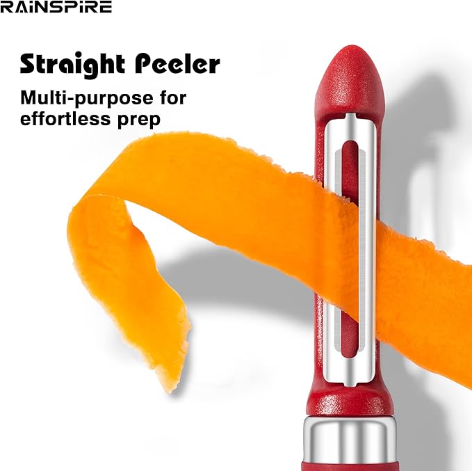 Rainspire 3-Piece Peeler Set, Premium Swivel Vegetable Peeler, Kitchen Gadgets Apple Peeler Potato Peeler Veggie Peeler Fruit Peeler, Dishwasher Safe Kitchen Accessories (Red)