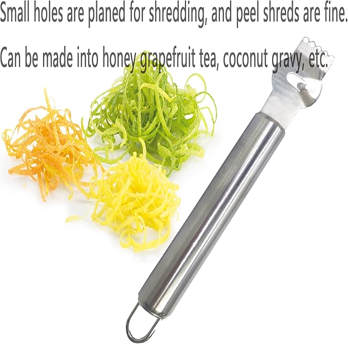 2 Pack Stainless Steel Lemon Zester Grater with Hole Citrus Orange Peeling Tool Fruit Peelers With Specially Designed Channel Knife and Hanging Loop Kitchen Fruit Peeler Tool for Kitchen & Bar