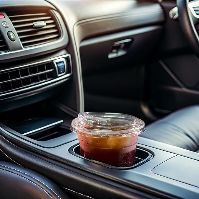 Turbo Bee 12 OZ 200 Sets Clear Plastic Cups with Strawless Sip Lids, To Go Crystal Clear Disposable Plastic Cups with Lids for Iced Coffee, Smoothies, Soda, Lemonade, Cold Beverage