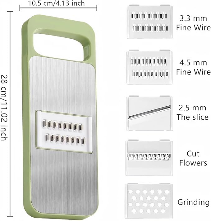 2 Pack Stainless-Steel Mandoline Slicer for Kitchen, 6-in-1 Vegetable Cutter, Shredder & Grater for Potato, Carrot, Salad | Handheld, Multifunctional Kitchen Tool for Daily Salad & Meal Prep