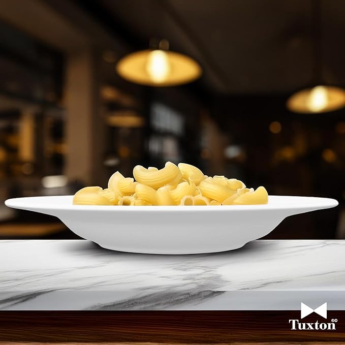 Tuxton China TRE-110 Pasta Bowl, 15 oz., 11-1/8" Diameter x 1-3/4" H, Round, Microwave and Dishwasher Safe, Oven Proof, Fully Vitrified, Ceramic, Reno/Nevada, American White/Eggshell, Pack of 12