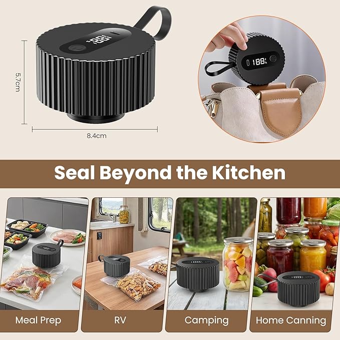 Electric Mason Jar Vacuum Sealer, Upgraded 3-in-1 Jar Vacuum Sealer Kit for Mason Jars, Canning, Containers, Bags, Ideal for ‌Home Cooks, DIY Enthusiasts
