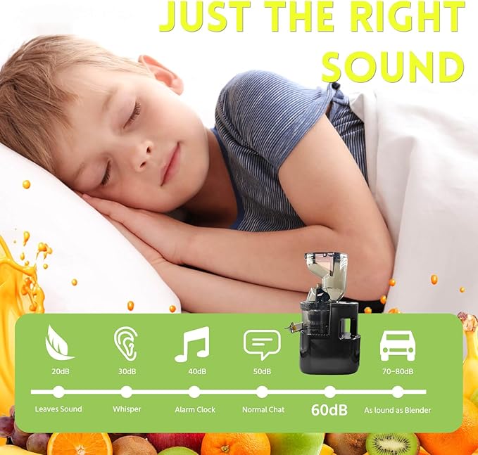 Cold Press Juicer Machines Slow Masticating High Yield Pulp separation Can make fruit ice cream Multi-Functional for Home Commercial Use Wide Feed Chute (Black)