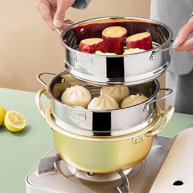 BinaryABC Stainless Steel Dumpling Steamer Basket for Pot,26cm Steamer Insert for Food Veggie Rice Noodle Roll (10.23INCH)