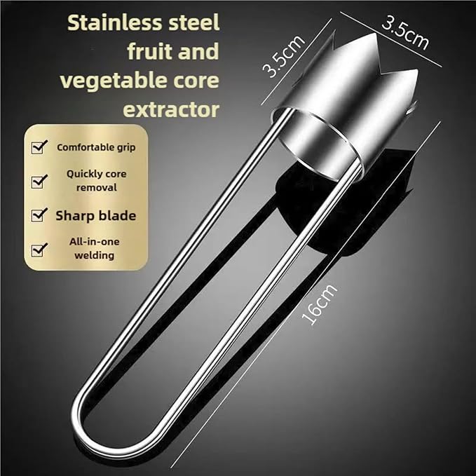 Fruit and Vegetable Corer Pepper Seed Apple Remover Bell Pepper Pineapple Corer Tool Stainless Steel Kitchen Gadget (Pepper strawberry pineapple Corer B)
