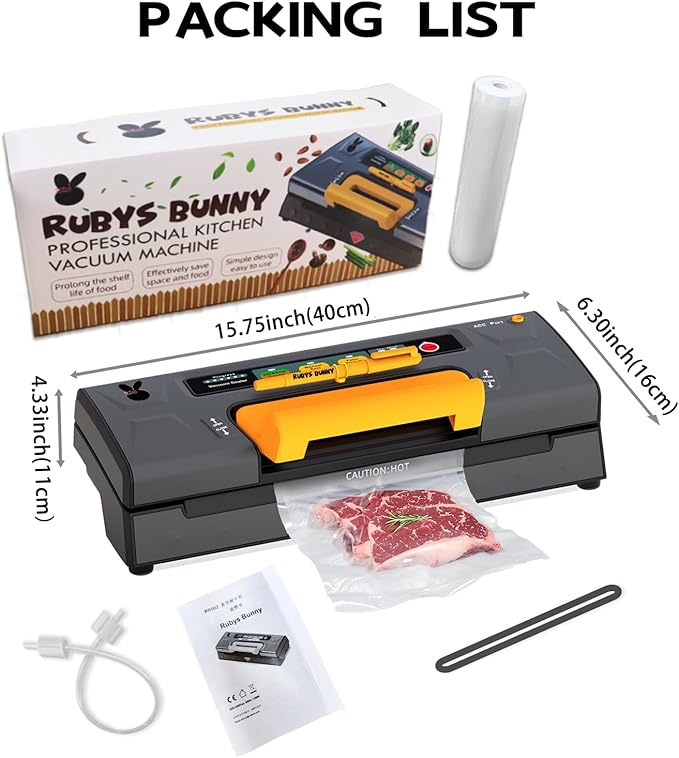 Precision Vacuum Sealer,120W Powerful 90Kpa Sealer For Food Storage,Household 8-in-1 Function,Easy Hand-Lock,Double Pump Vacuum Sealer Machine with Bags Storage, Built-in Cutter,Orange Color